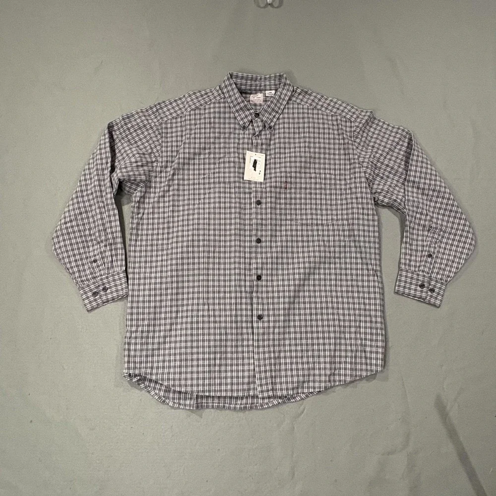 Vintage Levi's Shirt Mens XL Gray Plaid Long Sleeve Button Up Collared 90s